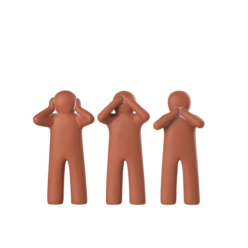 Set de 3 p’tit maurice de la sagesse en  orange 7x14x30 cm