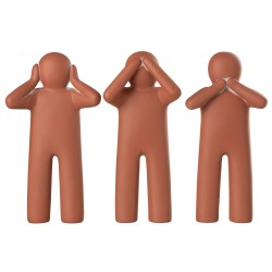 Set de 3 p’tit maurice de la sagesse en  orange 11x22x40 cm