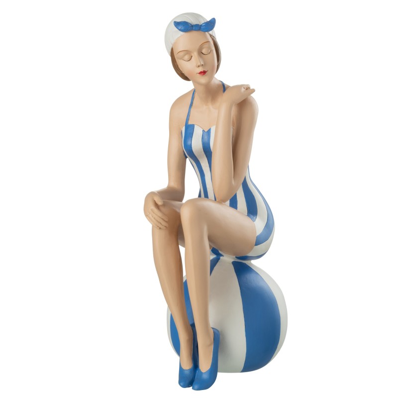 Baigneuse assise sur ballon en résine multicouleur 18x12x37 cm Baigneuse assise sur ballon en résine multicouleur 18x12x37 cm