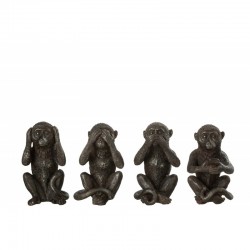 Les 4 singes de la sagesse en résine marron