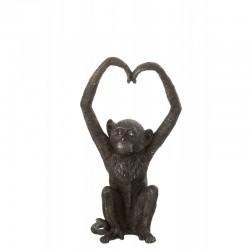 Mono con brazos en forma de corazón de material sintético marrón de 18x15x33 cm