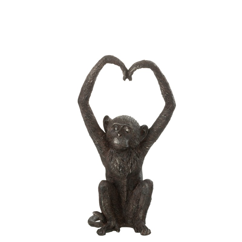 Singe avec bras en coeur en synthétique marron 18x15x33 cm Singe avec bras en coeur en synthétique marron 18x15x33 cm