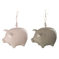 Lot de 2 tirelires cochons en  marron 24x15x34 cm