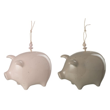 Lot de 2 tirelires cochons en  marron 24x15x34 cm