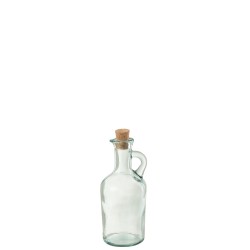 Carafe ronde avec bouchon en verre transparent 7x7x17 cm