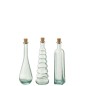 Set de 3 bouteilles hautes en verre transparent 9x9x28 cm