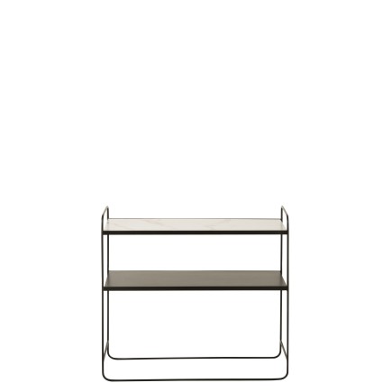 Console à deux planches en bois blanc 90x31x81 cm