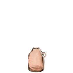 Vase avec anse en verre rose 20x20x25 cm