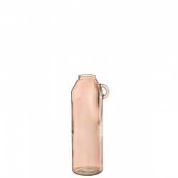 Vase avec anse en verre rose 17x14x45 cm