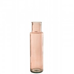 Vase cylindrique en verre rose 15x15x55 cm