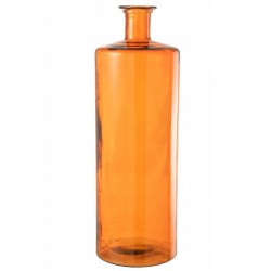 Vase bouteille en verre rouge 26x26x74 cm