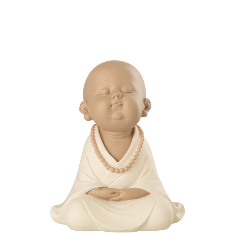 Monje zen sintético beige de 21x18x24 cm