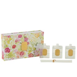 Set de 3 aceites con aroma floral en parafina multicolor 14x22x5 cm