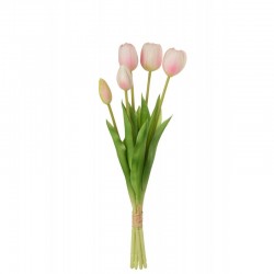 Bouquet de 5 tulipes artificiel en synthétique rose 40x10x7 cm
