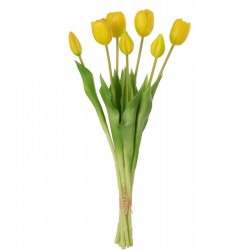 Bouquet de 7 tulipes artificiel en synthétique jaune 17x10x46 cm