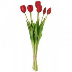 Ramo de 7 tulipanes artificiales de color rojo sintético de 17x10x46 cm