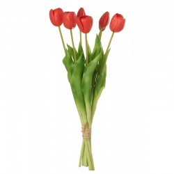 Bouquet de 7 tulipes artificiel en synthétique rose 17x10x46 cm