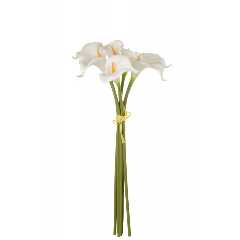 Bouquet de 8 calla lily artificiel en plastique blanc 25x25x57 cm