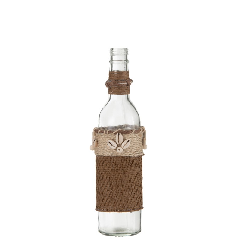 Bouteille avec décoration en verre marron 8x8x26 cm Bouteille avec décoration en verre marron 8x8x26 cm