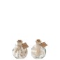 Set de 2 botellas de flores secas en vidrio natural 10x10x11 cm Set de 2 botellas de flores secas en vidrio natural 10x10x11 cm