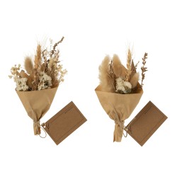 Lot de 2 bouquets de fleurs séchées en bois naturel 19x11x2 cm