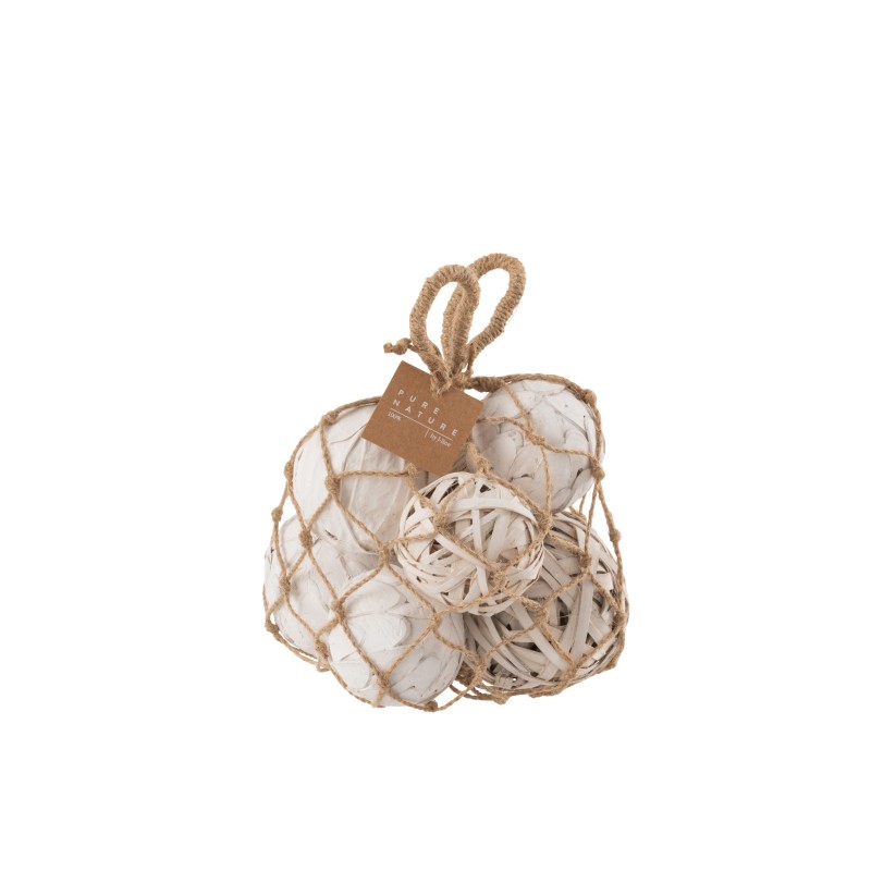 Saco de bolas com plantas secas em madeira branca 18x15x15 cm Saco de bolas com plantas secas em madeira branca 18x15x15 cm