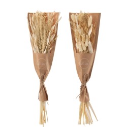 Lot de 2 bouquets d’herbes séchées en bois naturel 10x5x44 cm