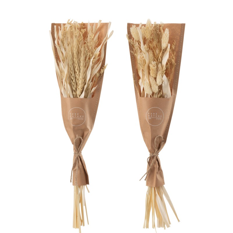 Lot de 2 bouquets d’herbes séchées en bois naturel 10x5x44 cm