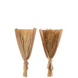 Lot de 2 bouquets d’herbes séchées en bois naturel 21x15x60 cm