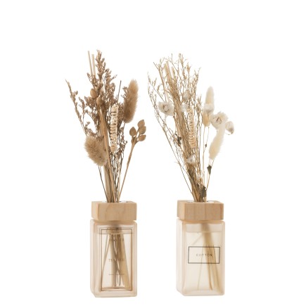Set de 2 huiles parfumées avec branches en verre naturel 9x6x28 cm