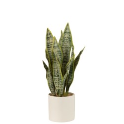 Pot de sansevieria artificiel en plastique vert 14x14x49 cm