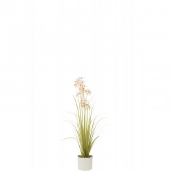 Allium artificiel en pot en plastique rose 20x20x89 cm