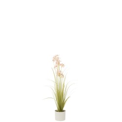 Allium artificiel en pot en plastique rose 20x20x89 cm