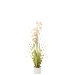 Allium artificiel en pot en plastique rose 18x18x116 cm