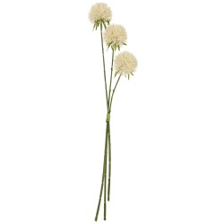 3 flores de allium artificial en tallo de plástico blanco de 64x14x9 cm