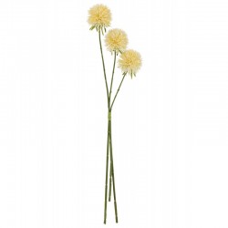 3 flores de allium artificial en tallo de plástico amarillo 66x9x6 cm
