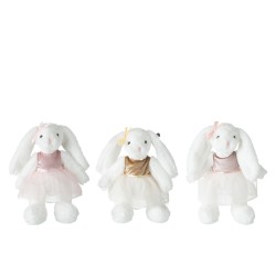 Set de 3 lapins en peluche blanc 31x25x29 cm
