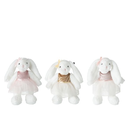 Set de 3 lapins en peluche blanc 31x25x29 cm