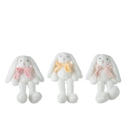 Set de 3 lapins en peluche blanc 40x11x28 cm