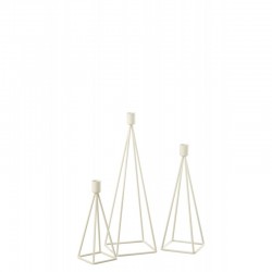 Set de 3 chandeliers en métal blanc 12x12x39 cm