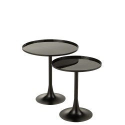 Set de 2 tables gigognes en métal noir 51x51x51 cm