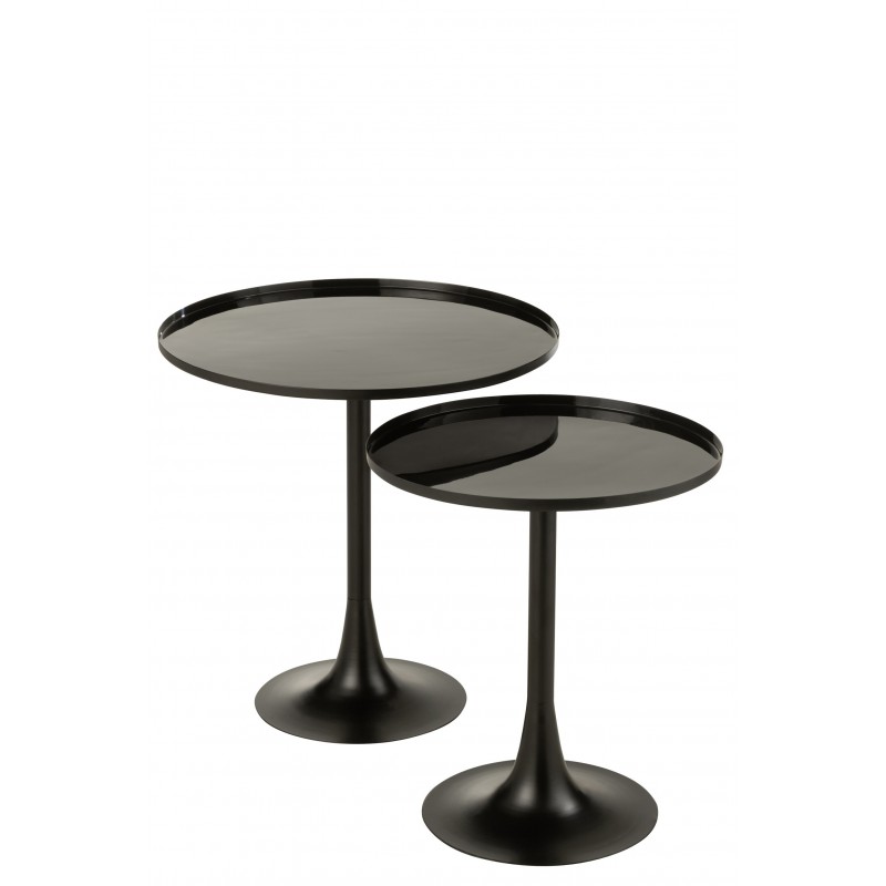 Set de 2 tables gigognes en métal noir 51x51x51 cm