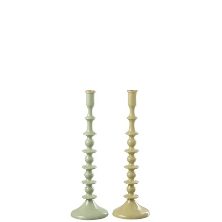 Set de 2 chandeliers en aluminium vert 13x13x43 cm