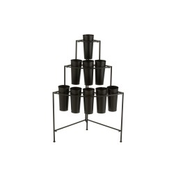 Présentoir fleuriste en métal noir 67x46x100 cm