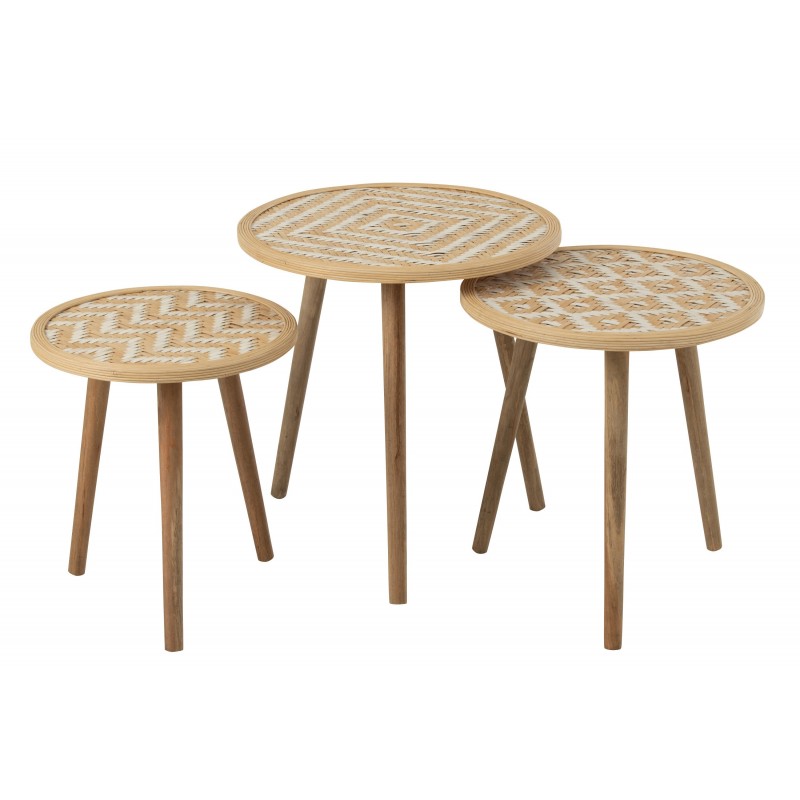 Set de 2 tables gigognes en bois naturel 53x53x56 cm
