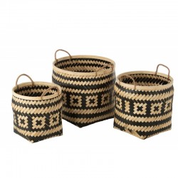 Conjunto de 3 cestas con asas de madera natural de 41x41x39 cm