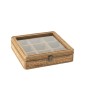 Boite de rangement avec 9 compartiments en bois naturel 31x30x8 cm Boite de rangement avec 9 compartiments en bois naturel 31x30x8 cm