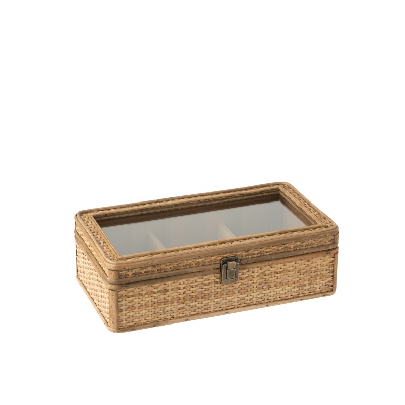 Boite de rangement avec 6 compartiments en bois naturel 35x19x12 cm Boite de rangement avec 6 compartiments en bois naturel 35x19x12 cm