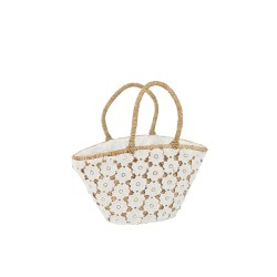 Sac panier en bois blanc 47x31x47 cm