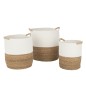 Set de 3 paniers ronds avec anses en textile blanc 37x38x45 cm Set de 3 paniers ronds avec anses en textile blanc 37x38x45 cm